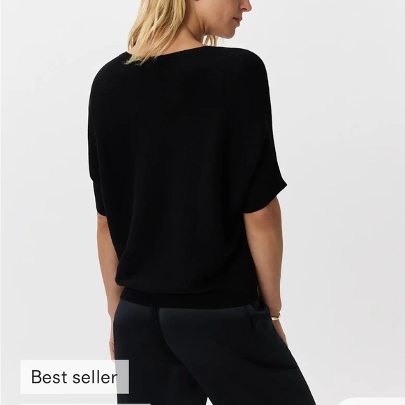 Quince Classic Black Short Sleeve Women's Top-XL Cotton Cashmere - Picture 2 of 5